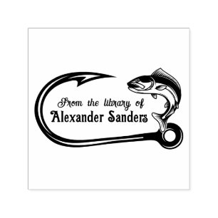 Fish and Hook #2 Library Book Name Self-inking Stamp