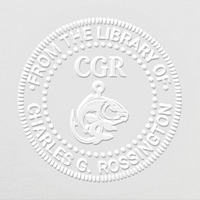 Fish and Hook Fishermen Library Book Name Embosser (Design)