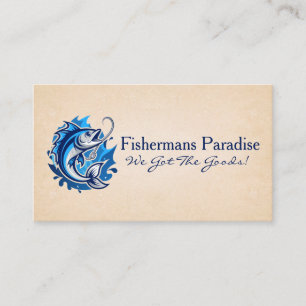 Fish and Hook in the Water   Sporting Goods Business Card