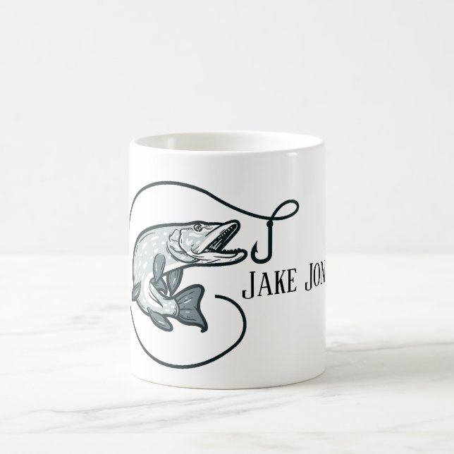 Fish and Hook Personalized Coffee Mug (Center)