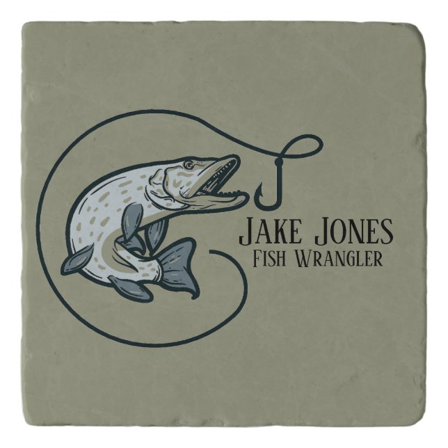 Fish and Hook Personalized Trivet (Front)