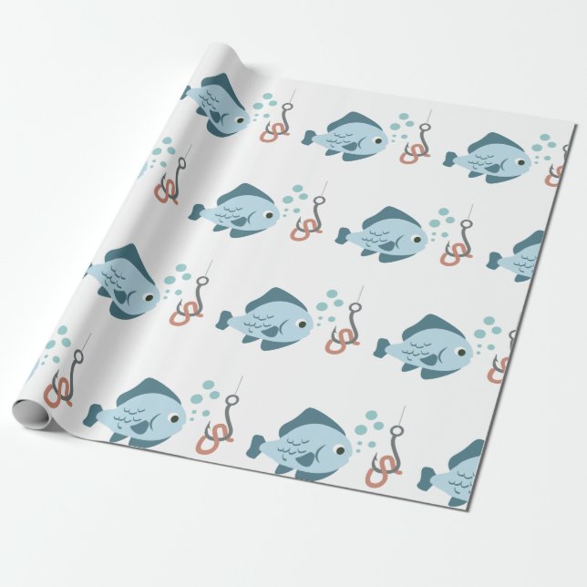 Fish And Hook Wrapping Paper (Unrolled)