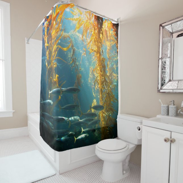 Fish and Kelp Shower Curtain (In Situ)
