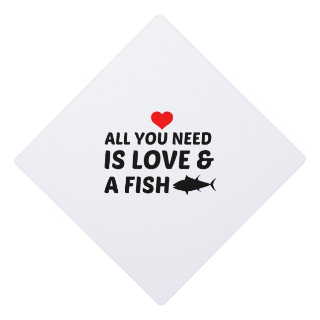 FISH AND LOVE GRADUATION CAP TOPPER (Front)