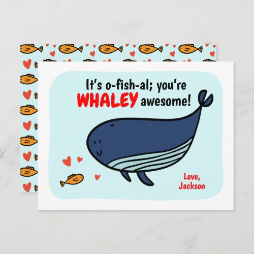 Fish and Whale Class Valentine Cards for Kids