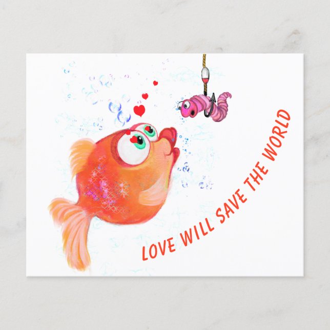 Fish and Worm Flyer Love Romantic Cartoon (Front)