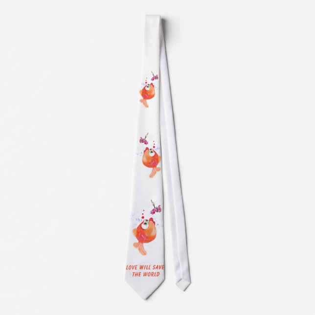 Fish and Worm Neck Tie Fun - Custom Text (Front)