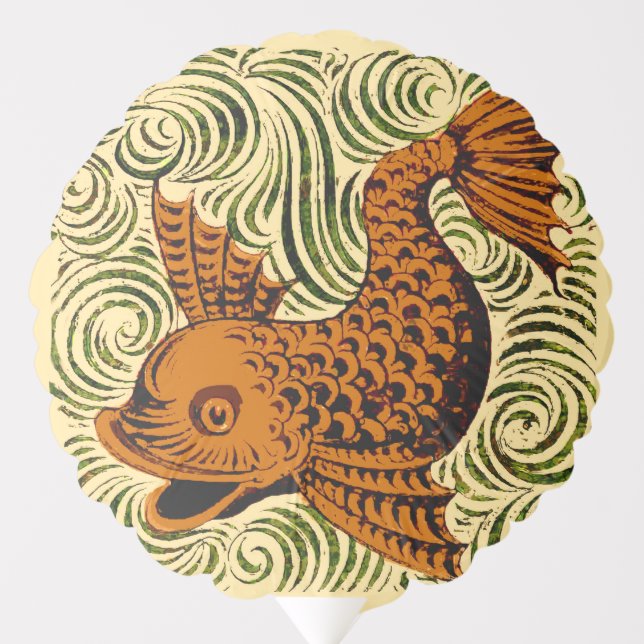 Fish Antique Tile Old art ancient Balloon (Front)