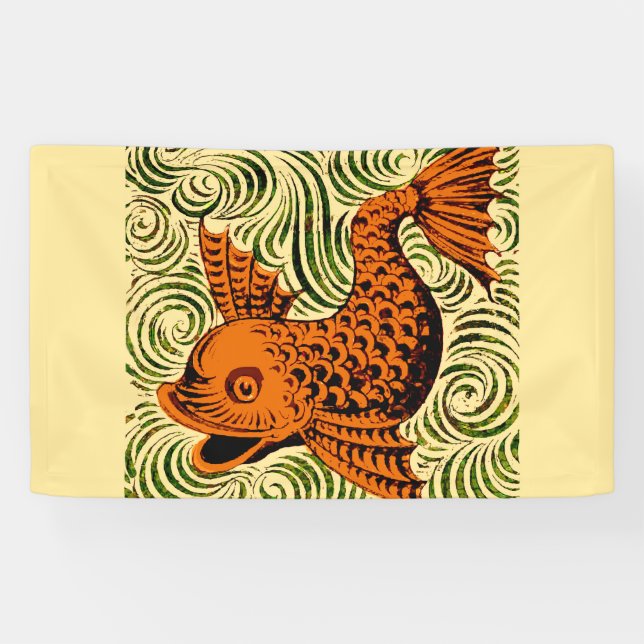 Fish Antique Tile Old art ancient Banner (Horizontal)