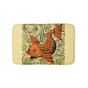 Fish Antique Tile Old art ancient Bath Mat
