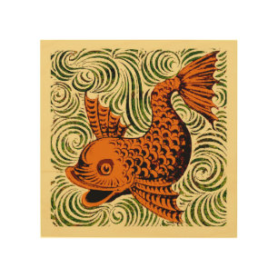 Fish Antique Tile Old art ancient de morgan art