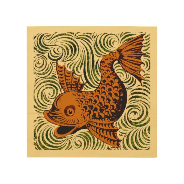 Fish Antique Tile Old art ancient de morgan art (Front)