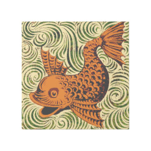 Fish Antique Tile Old art ancient de morgan art