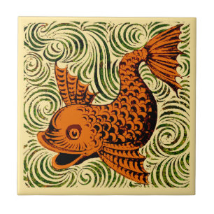 Fish Antique Tile Old art ancient de morgan art