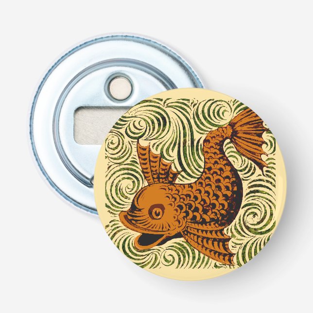 Fish Antique Tile Old art ancient de morgan art Bottle Opener (Front)