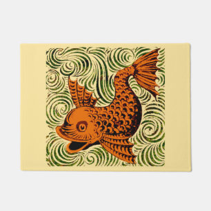 Fish Antique Tile Old art ancient de morgan art Doormat