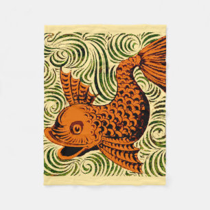 Fish Antique Tile Old art ancient de morgan art Fleece Blanket