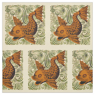 Fish Antique Tile Old art ancient Fabric
