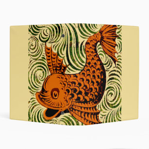 Fish Antique Tile Old art ancient Mini Binder