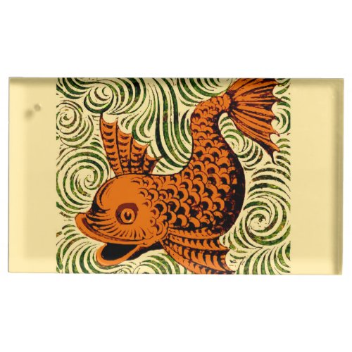 Fish Antique Tile Old art ancient Place Card Holder