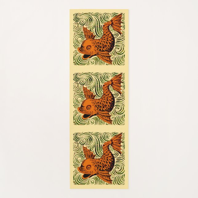 Fish Antique Tile Old art ancient Yoga Mat (Front)