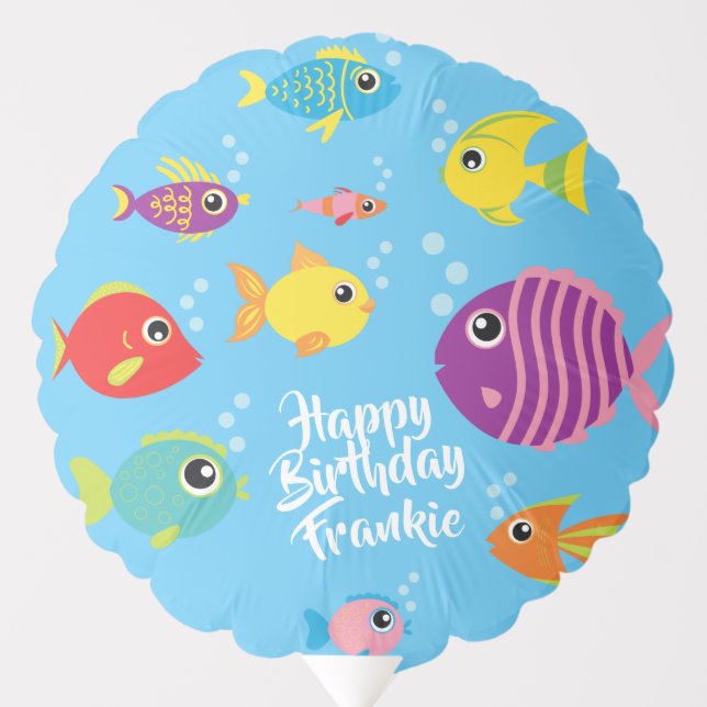 Fish Aquarium 1st Birthday Mylar Balloon (Front)