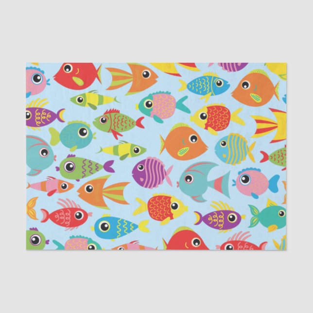 Fish Aquarium 1st Birthday Party Tissue Paper (Front)