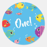 The Big One Colorful Fishing Theme 1st Birthday Square Sticker