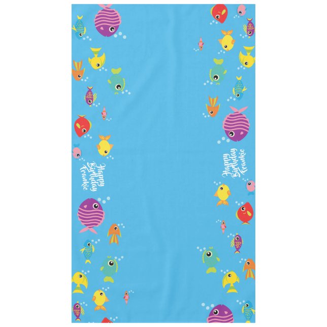 Fish Aquarium Cute First Birthday Table Cloth (Front)