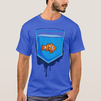 Fish Aquarium In A Pocket And Around Pocket Wet T-Shirt