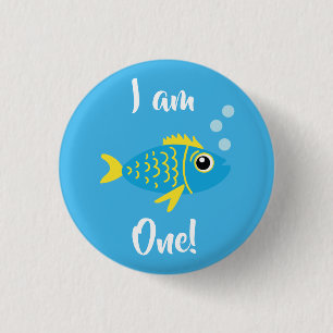 Fish Aquarium Kid's 1st Birthday Button Pin