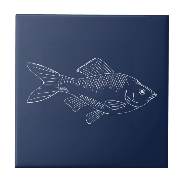 Fish Aquatic Blue Nautical Beach Under the Sea Ceramic Tile (Front)