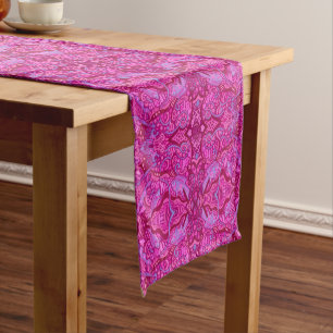Fish Arabesque Underwater Bohemian Pattern Pink Short Table Runner