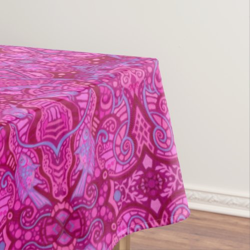Fish Arabesque Underwater Bohemian Pattern Pink Tablecloth