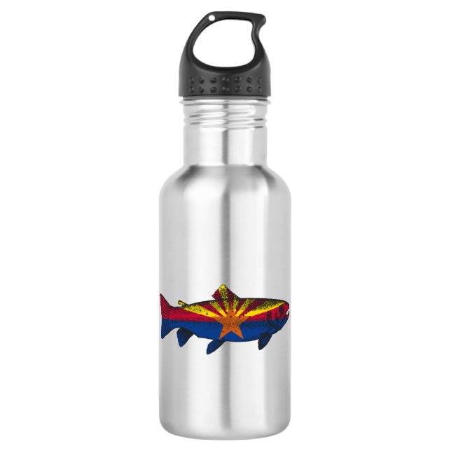 Fish Arizona Flag Trout Stainless Steel Water Bottle (Front)