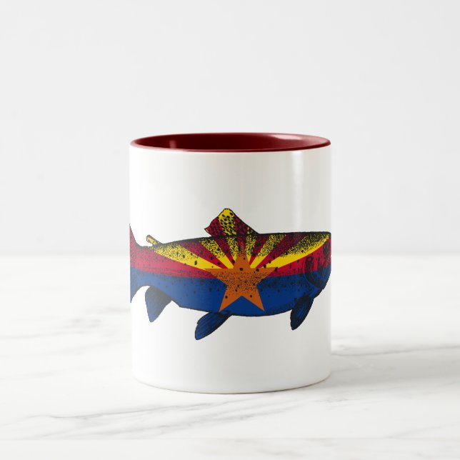 Fish Arizona Flag Trout Two-Tone Coffee Mug (Center)