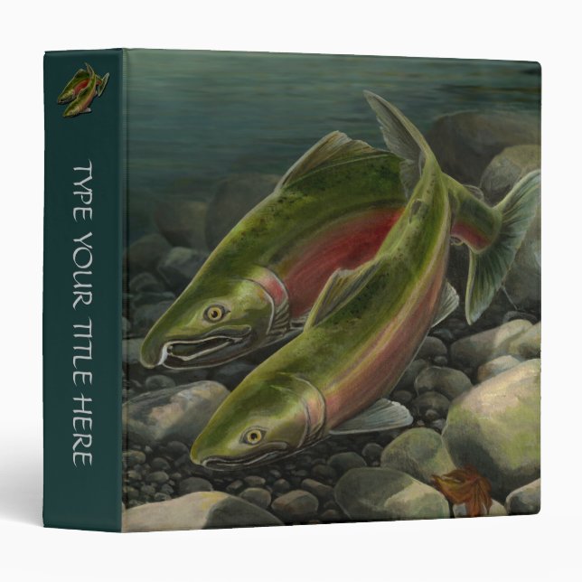 Fish Art Binder Coho Salmon Book School Supplies (Front/Spine)