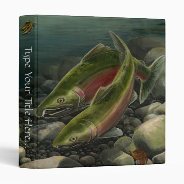 Fish Art Binder Coho Salmon Book School Supplies (Front/Spine)