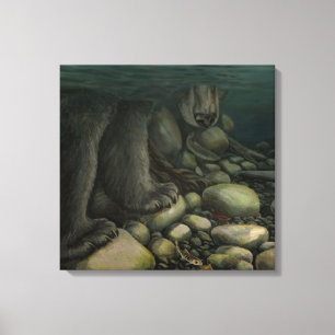 Fish Art Canvas Fishing Bear Canvas Art Print