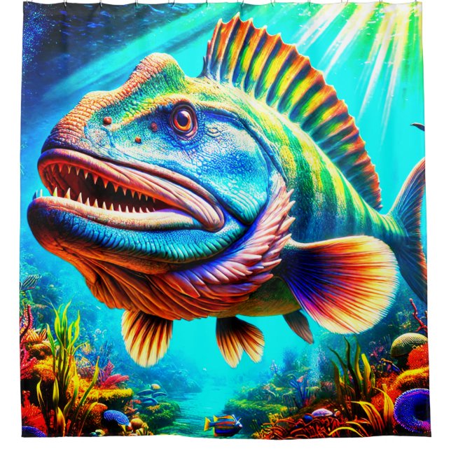 Fish Art Shower Curtain (Front)