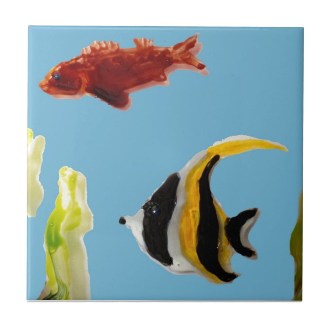 Fish Art swimming in the sea Ceramic Tile (Front)