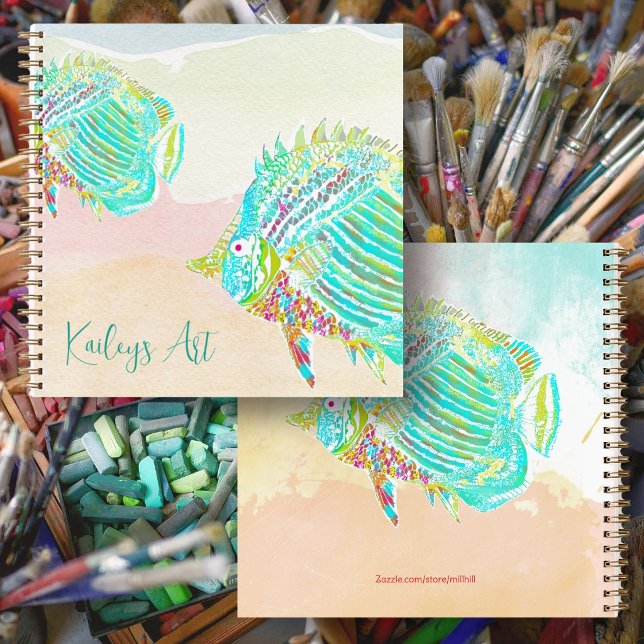 Fish Artist Coastal Custom Spiral Notebook (Creator Uploaded)