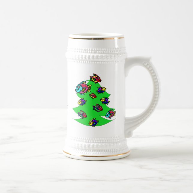 fish at Christmas tree Beer Stein (Right)