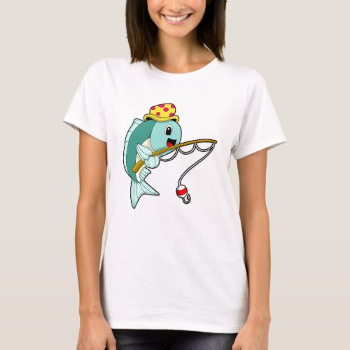 Fish at Fishing with Fishing rod  Hat T_Shirt