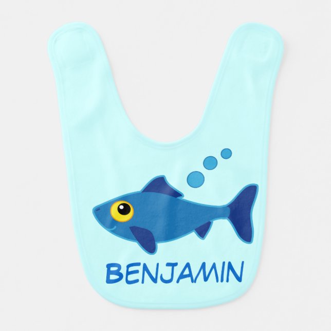 Fish Baby Boy Personalized Infant Bib (Front)