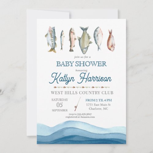 Fish Baby Shower Invitation Fishing baby shower Invitation