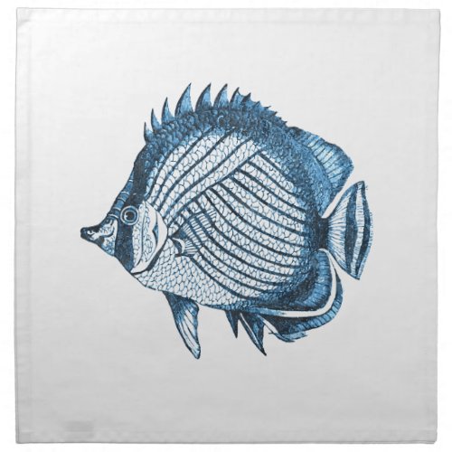 Fish beach nautical ocean coastal sea blue cloth napkin