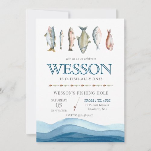 Fish Birthday Invitation Fishing Male Birthday Invitation