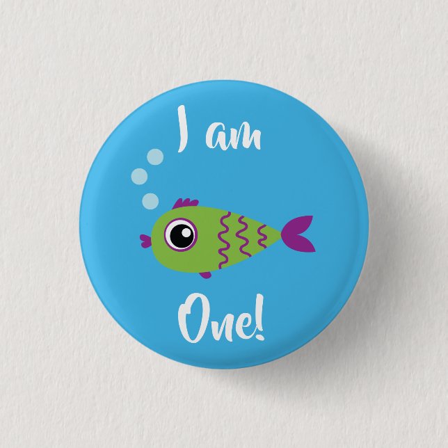 Fish Birthday Party Under the Sea Button (Front)