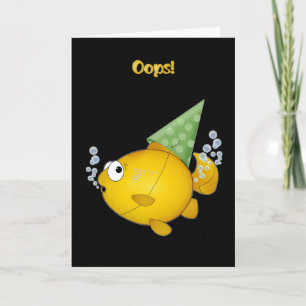 FISH birthday tooting oops! Card